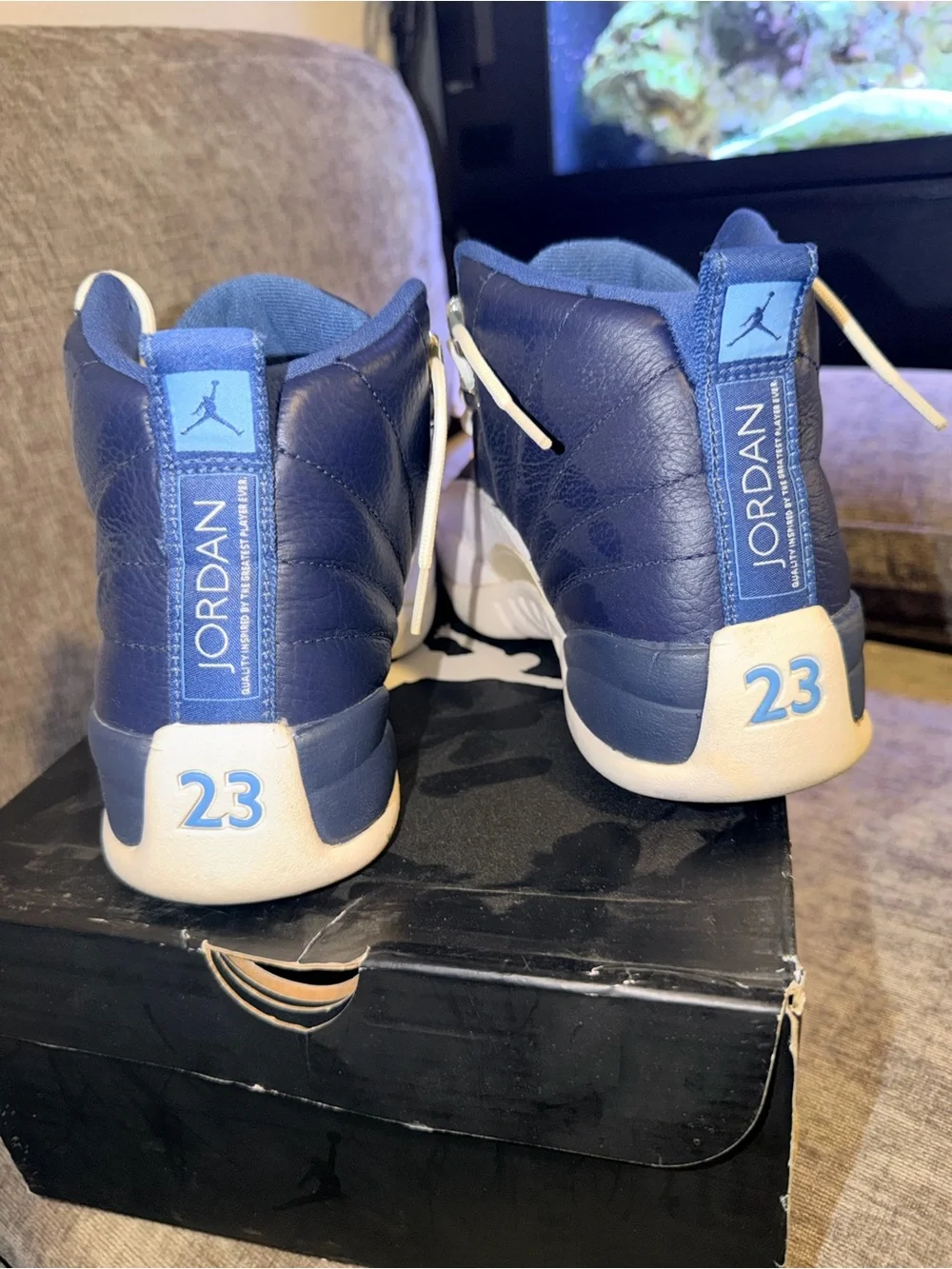 Air Jordan 12 Retro Obsidian 2012 Men’s 8.5 Navy White OG Box